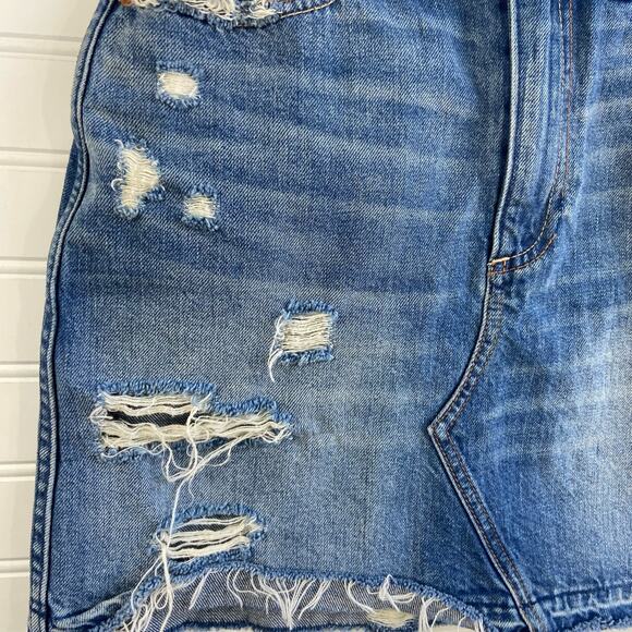 Abercrombie & Fitch 0/25 Zoe Natural Rise Vintage A-line Distressed Denim Skirt - Picture 4 of 8